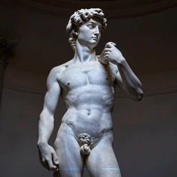 holographic laser projection of 3d mesh of the sculpture of David by Michelangelo