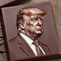 dark chocolate engraving of trump