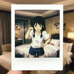 a full body overview polaroid portrait of a 2 0 0 0's disney j - pop av idol posing, posing at bedroom, finely detailed features, closeup at the faces, perfect art, luxury hotel room, gapmoe yandere, trending on pixiv fanbox, painted by craig mullins makoto shinkai takashi takeuchi studio ghibli, akihiko yoshida,