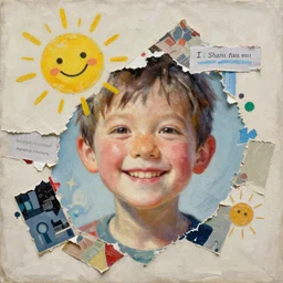 happiness and sunshine, painting by shaun tan, detailed, intricate, torn paper decollage, oil on canvas by edward hopper, ( by mattias adolfsson ), by moebius