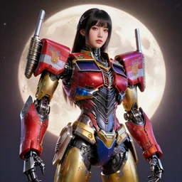 studio portrait of lee ji - eun as colorful divine mech paladin transformers, absurdly beautiful, elegant, sexy, super fine surreal detailed facial by kim jung gi, irakli nadar, intricate lines, clear focus, vivid colors, matte, octopath voyager, final fantasy, unreal engine, highly rendered, global illumination, radiant light, during a blood moon