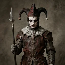 medieval jester, sinister, photograph, portrait,