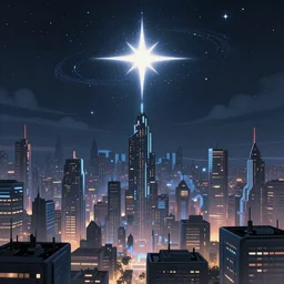 A high tech city being powered by a captured star, dreamscape, dramatic lighting, fantasy art illustration, trending on artstation, Aetherpunk