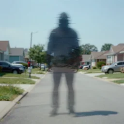 a liminal middle class American suburb, glitch in the matrix, shadow monster, motion blur, lens blur, clean, empty, depth of field, no filter