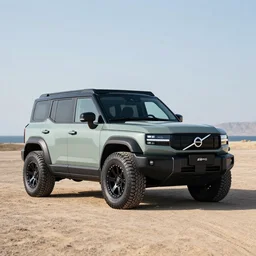 wide view shot of a new car for 2 0 3 2 with offroad tires installed. style by petros afshar, christopher balaskas, goro fujita, and rolf armstrong. car design by dmc and volvo.