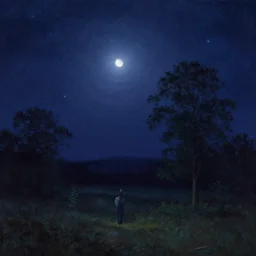 the sky at night, by Thomas Kinkade