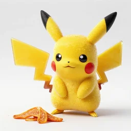 pikachu eating crystal doritos made of glass