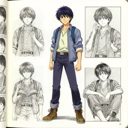 Anime character with powers based on their hobby, manga style character concept art page by Wayne Reynolds Kinkade and Dan Mumford Monet