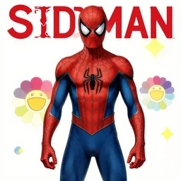 spider - man, costume designed by takashi marakami, high quality illustration, magazine cover, takashi murakami artwork