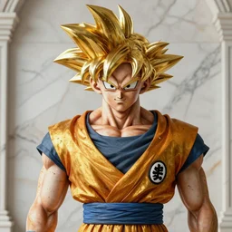 artistic render of son goku, art by alessio albi 8 k ultra realistic, marble, gold, classical art, texture, trending on artstation, 4 k, hyperrealistic, focused, extreme details, unreal engine 5, masterpiece