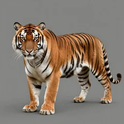 a hyperdetailed design of a oriental tiger whole body, tiger structure
