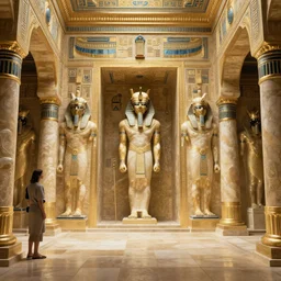 fantasy movie scene andreas rocha and canaletto and mucha and noriyoshi ohrai detailed digital art of ornate and royal egyptian antechamber tomb, cleopatra in a circular pool with an erupting galaxy, epic atmosphere, sharp sunray lighting, cinematic lighting, fine details, 4 k, unreal engine, hyperrealism, cinematic composition, blender render, realistic, detailed textures