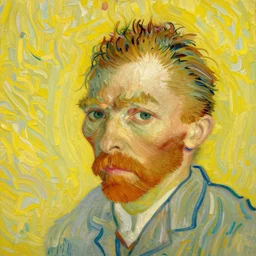 old man, ling entangled hair, blur and yellow color scheme by vincent van gogh