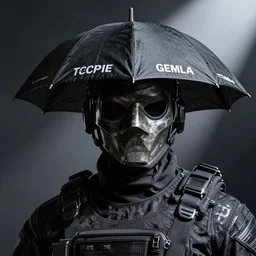 spec - ops head with mask, resident evil umbrella corporation, special forces, dark design, professional photo, intricate details