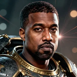 Portrait of Kanye West as the emperor of humanity from warhammer 40k in Gears of War, splash art, movie still, detailed face, photorealistic facial features, cinematic lighting, dramatic, octane render, long lens, shallow depth of field, bokeh, anamorphic lens flare, 8k, hyper detailed, 35mm film grain
