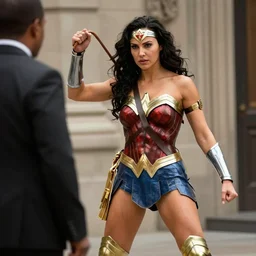 Wonder Woman lassos a bank robber