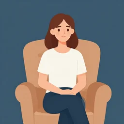 woman with brown hair sitting in an armchair. clean cel shaded vector art. shutterstock. behance hd by lois van baarle, artgerm, helen huang, by makoto shinkai and ilya kuvshinov, rossdraws, illustration, art by ilya kuvshinov