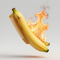 a cinematic longshot photography of a banana combusting into flames and exploding with sparks