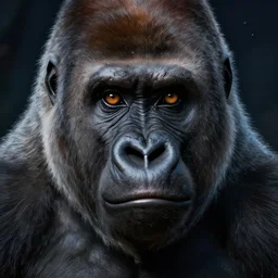 portrait of a gorilla mage, extreme fine detail background, night, highly detailed, detailed eyes, high quality, digital painting, hyperrealistic, by gaston bussiere, j. c. leyendecker, craig mullins