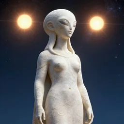 an ancient alien female momument staring into space as the sun goes supernova, by dorian cleavenger, by greg rutkowski, by wlop, by astri lohne, by zdzisław beksinsk