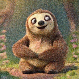 a wholesome cottagecore of a happy cartoon Sloth, studio Ghibli, Pixar and Disney animation, sharp, Rendered Unreal Engine 5 by Greg Rutkowski, Bloom, dramatic lighting
