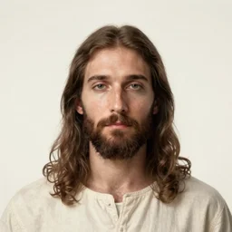 centered detailed portrait of jesus christ, art by jean giraud and moebius, realistic, expressive emotions, warm colours