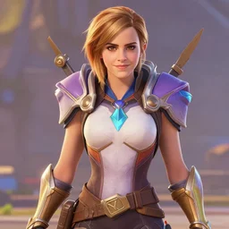 Screenshot of Emma Watson as an Overwatch hero