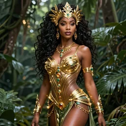 sanaa lathan as jungle queen, intricate, elegant, glowing lights, highly detailed, digital painting, artstation, glamor pose, concept art, smooth, sharp focus, illustration, art by artgerm and greg rutkowski, artey freytag