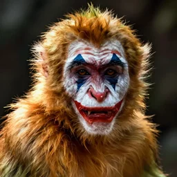 Macaque with joker face