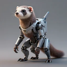 ferret robot creature, robot zbrush ferret, artstation trending, octane render, robot animal, concept robot, robot ferret by mickael lelievre and remi cuxac