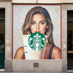 ariana starbucks grande cup, street photography, fresco, fine portrait