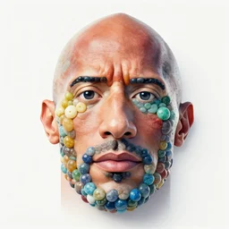 dwayne johnson face that created from colorful marbles