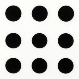 nine black round dots in a three by three matrix
