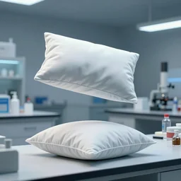 a lab experimenting on pillows, a pillow is suspended in midair, unreal engine