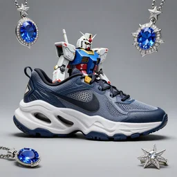 yeezy foam concept running shoe inspired by Gundam, designed by Zaha Hadid, Syd Mead, inspired by jewelry, Sotheby\'s, inspired by star sapphires, Sigma 85mm f/8 1/1000 sec shutter, high detail, Sotheby\'s, nike.com
