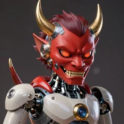a portrait of a robotic japanese devil animal illustrated by miyazaki by karol bak, james jean, tom bagshaw, rococo, sharp focus, trending on artstation, cinematic lighting, hyper realism, octane render, 8 k, hyper detailed, vivid, ultra detailed, highly detailed