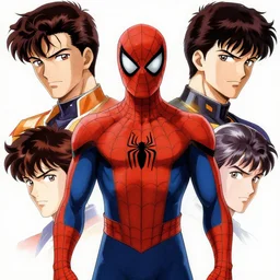 An anime portrait of spiderman still from Robotech 1985 by Stanley Artgerm Lau ,WLOP , Ilya Kuvshinov , James Jean , Andrei Riabovitchev symmetrical