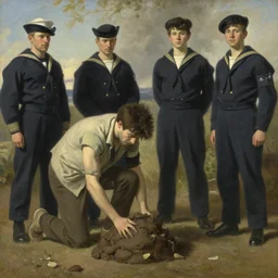 2 1 savage taking a dump on capitalism, requested by 4 navy veterans, painting by gustave courbet and greg rutkowski, peter mohrbacher, joseph christian leyendecker, studio ghibli, nice afternoon lighting, smooth tiny details, soft and clear shadows, low contrast, perfect