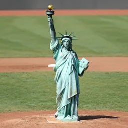statue of liberty playing baseball
