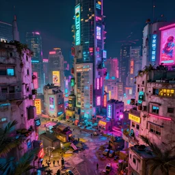 close up Cyberpunk Post Nuclear City Fallout in borderland cargo favela style vivid colorful white wall fortress neon led glow Hyperrealistic CGI Photorealistic cinematic volume lighting fanart on ArtStation  concept art , by Stanley Artgerm Lau, WLOP, Rossdraws, James Jean, Andrei Riabovitchev, Marc Simonetti, Yoshitaka Amano,