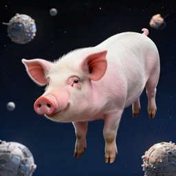 a photo of pigs in space