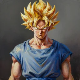 an painting of Jesus as a realistic super Saiyan digital art by Dan Mumford and Peter Mohrbacher, oil, highly detailed, trending on ArtStationHQ