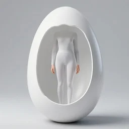 realistic photo of a common staying in full height normal girl in white tights, in a big white plastic sci - fi egg - like glass capsule, in a center of the wooden laboratory room with medieval wooden walls 2 0 0 0, life magazine photo,