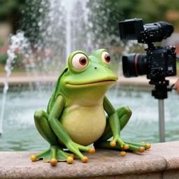 Pepe frog in fountain 2006 movie, hyper realism, studio camera. 35mm lens