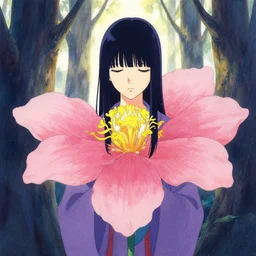 flower priest of winter woods. gouache, limited palette with complementary colors, by award - winning mangaka, backlighting, bold composition, depth of field.