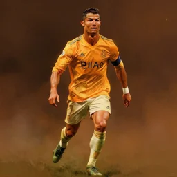 ronaldo luis nazario da lima, football player, orange light, haze, low contrast, digital painting, artstation, concept art, smooth, sharp focus, illustration, art by artgerm and greg rutkowski and alphonse mucha