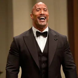 Dwayne Johnson in the Godfather laughing