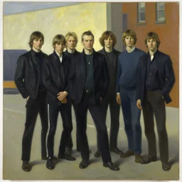 rush, geddy lee, alex lifeson, neil peart, grant wood, pj crook, edward hopper, oil on canvas
