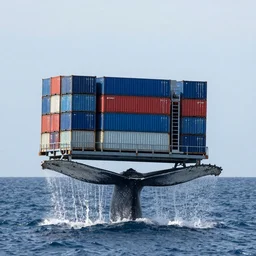 whale carrying a lot of containers