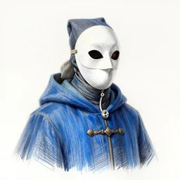 a color pencil sketch of a mysterious plague doctor with a white mask wearing a blue wisards robe, concept art, by greg rutkowski and makato shinkai, by melmoth zdzislaw belsinki craig mullins yoji shinkawa, black light, semi - realistic render, pencil, paint smears, realistic manga, dramatic lighting, d & d design